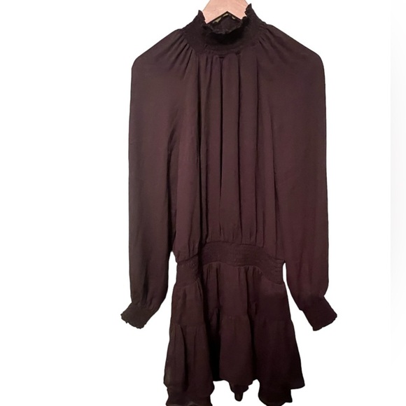 Kris Smocked Turtleneck Dress in Burnt/Wine Size M - Picture 4 of 7
